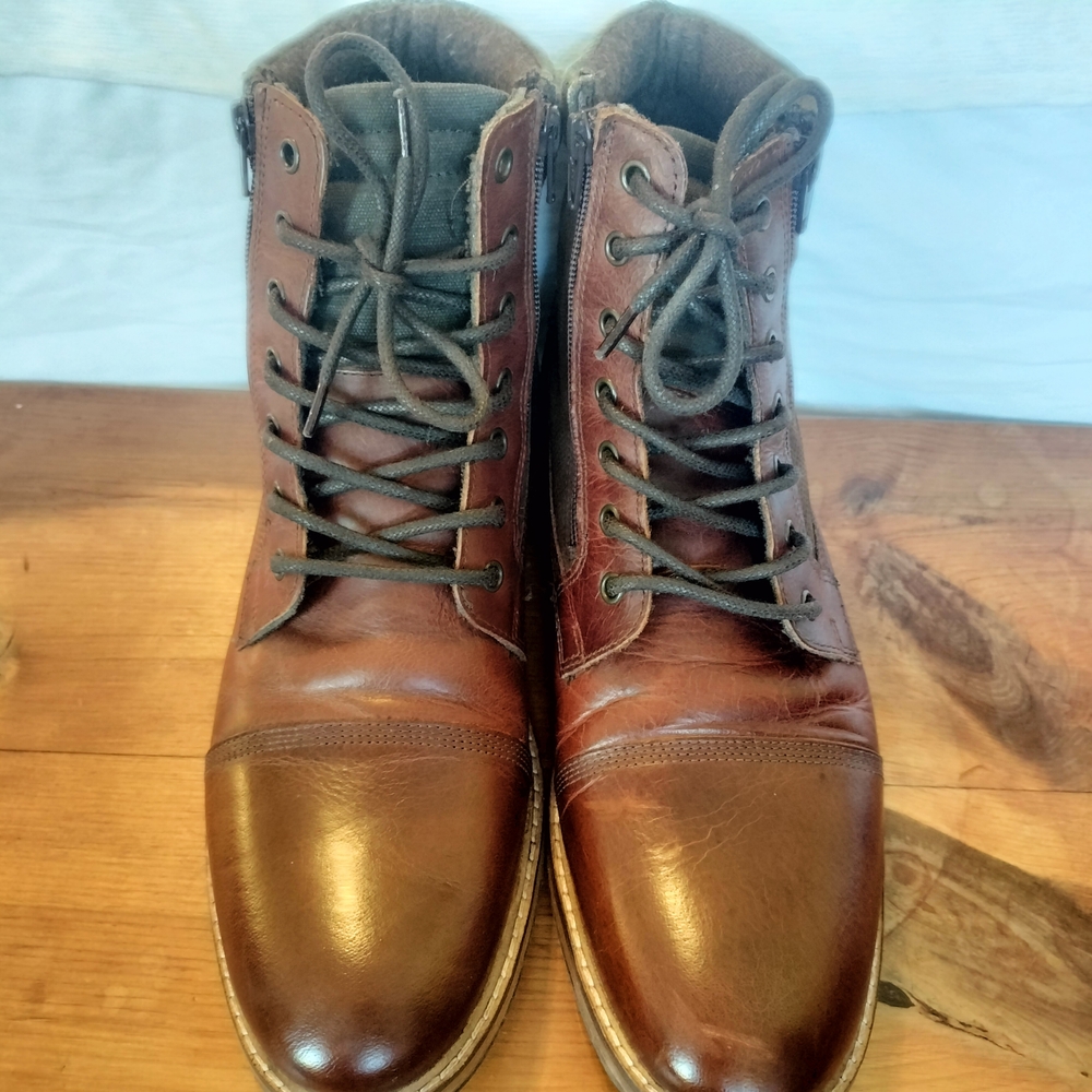Franco Fortini Dalton Men Leather Brown Boots Sz 10.5 Buckle Accents